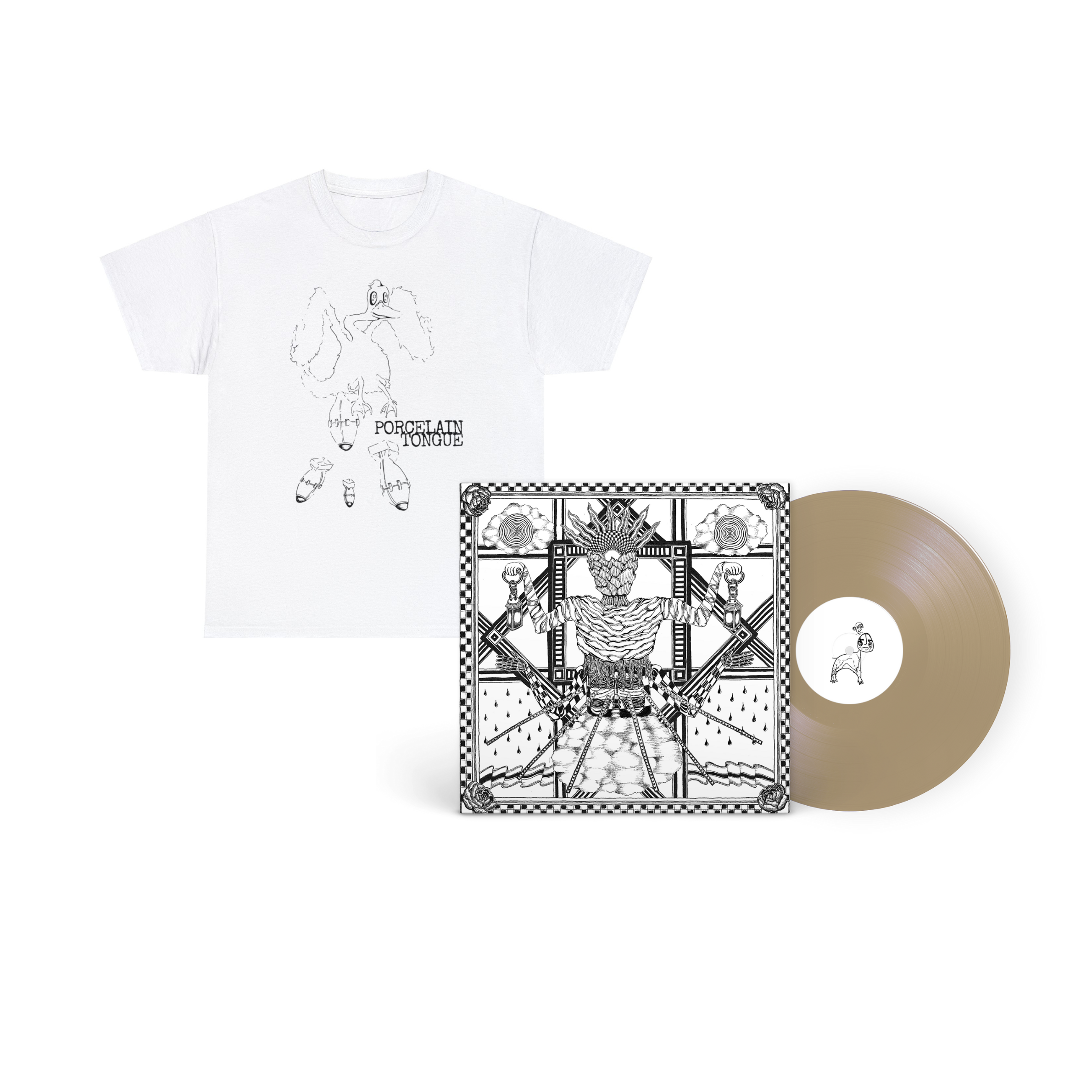 Porcelain Tongue - "Duck Dropping Bombs" Tee - Black Print + "Goodbye Peggy" 12" Vinyl