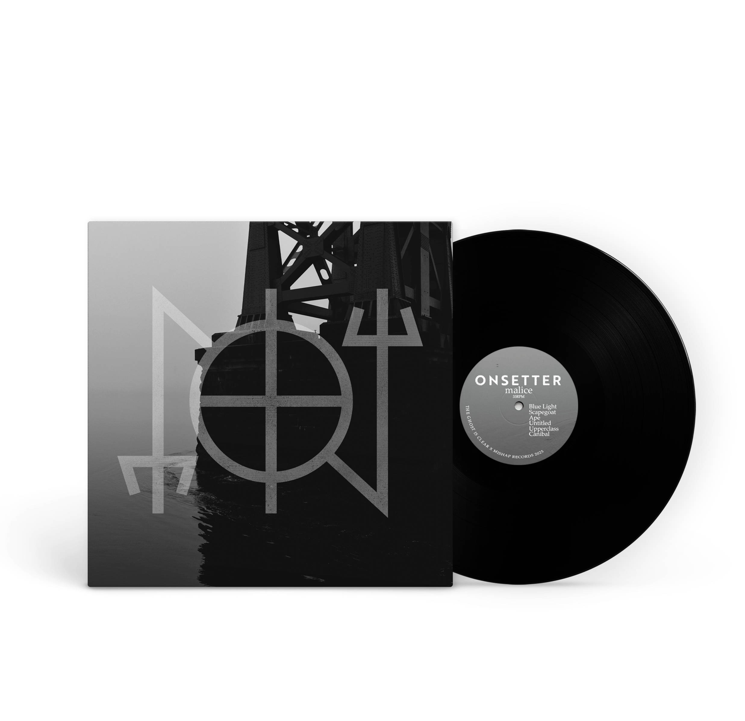 Onsetter - "Malice" Black, Exclusive Screen-Printed B-side Vinyl