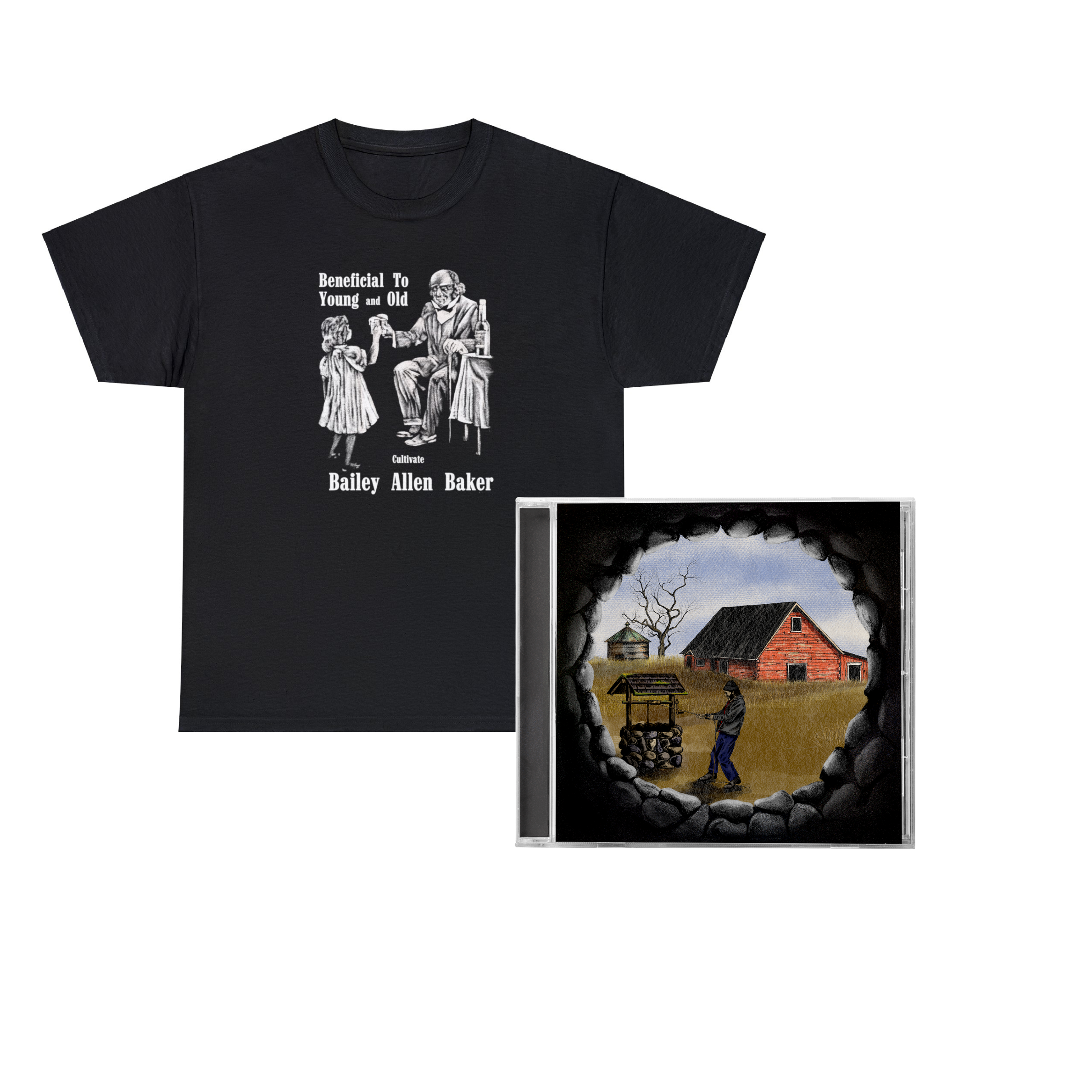 Bailey Allen Baker "Beneficial for Young and Old (Cultivate)" Tee + "Grab A Bucket" CD
