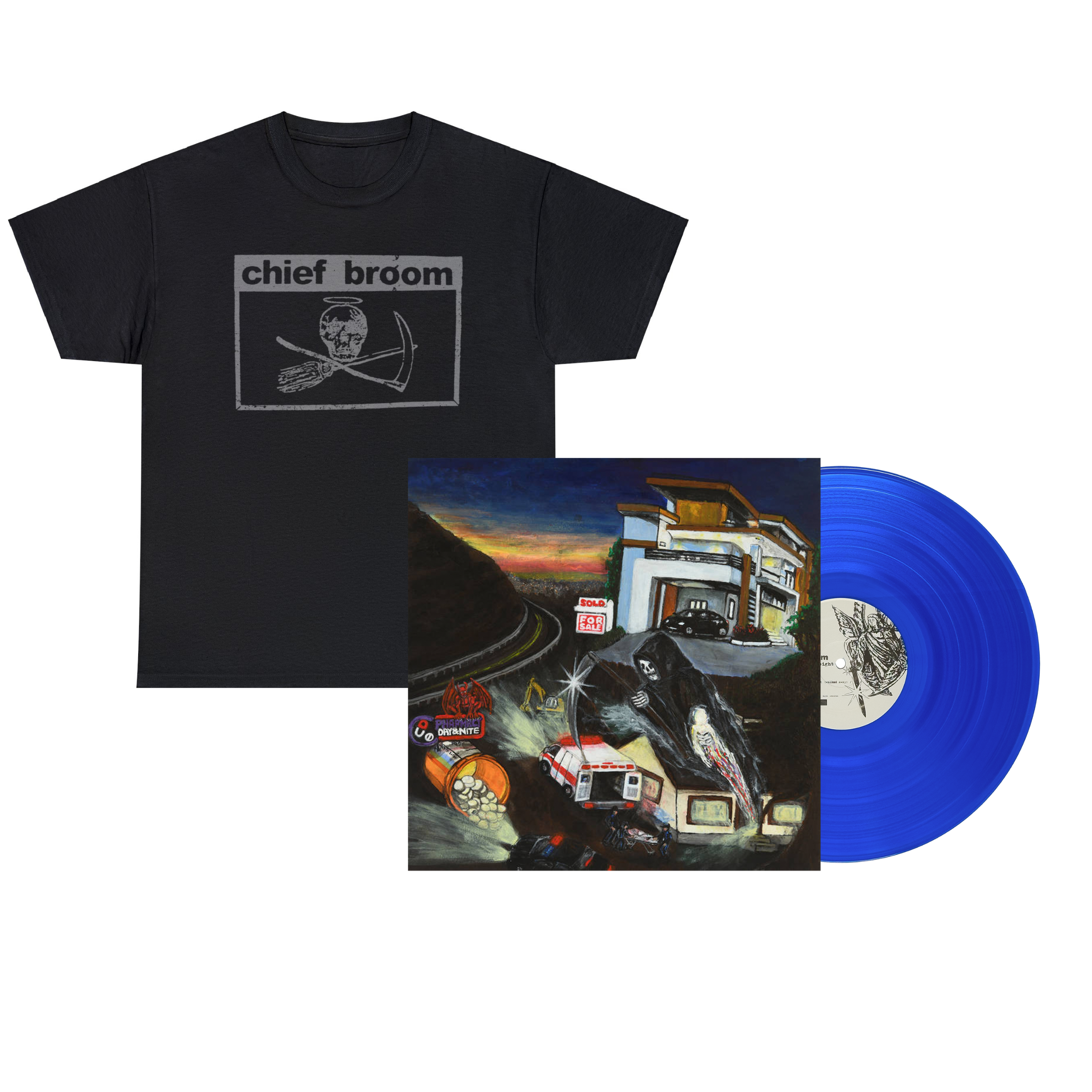 Chief Broom - "Crossbones" Logo Tee - Grey Print + "hidden in plain sight" Vinyl